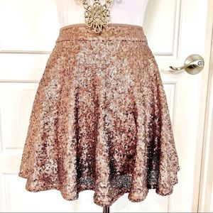 Double Zero Bronze Sequined Zip Back Skater Skirt NWOT Sz Small